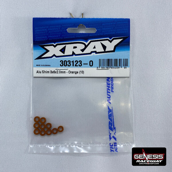 XRAY 303123O - ALU SHIM 3x6x2.0MM - ORANGE (10)