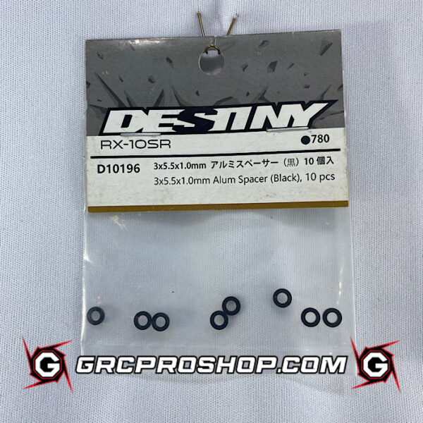 Destiny USA D10196 - 3x5.5x1.0mm Alum Spacer (Black), 10 pcs